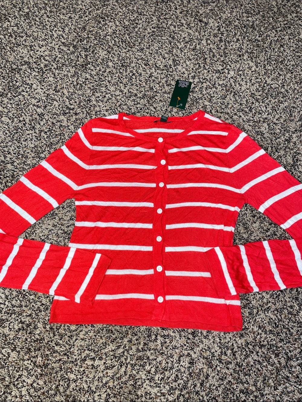 wild fable Red and White Striped Button-Up Cardigan Lightweight XS NWT